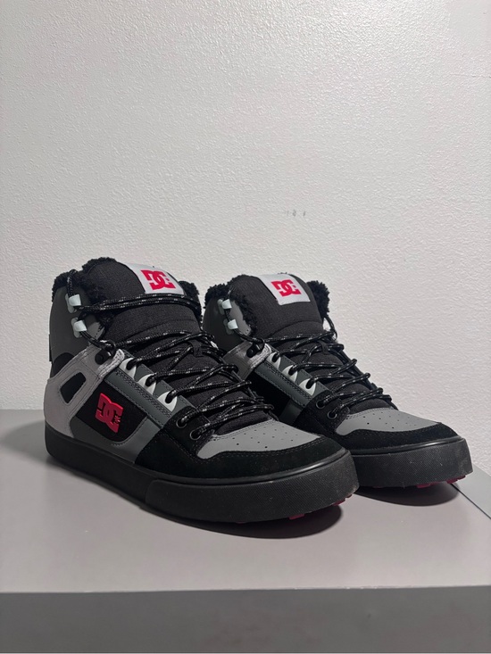 DC Other - DC Mens Black & Gray High-Top Skate Shoes with Red Logo Size 12